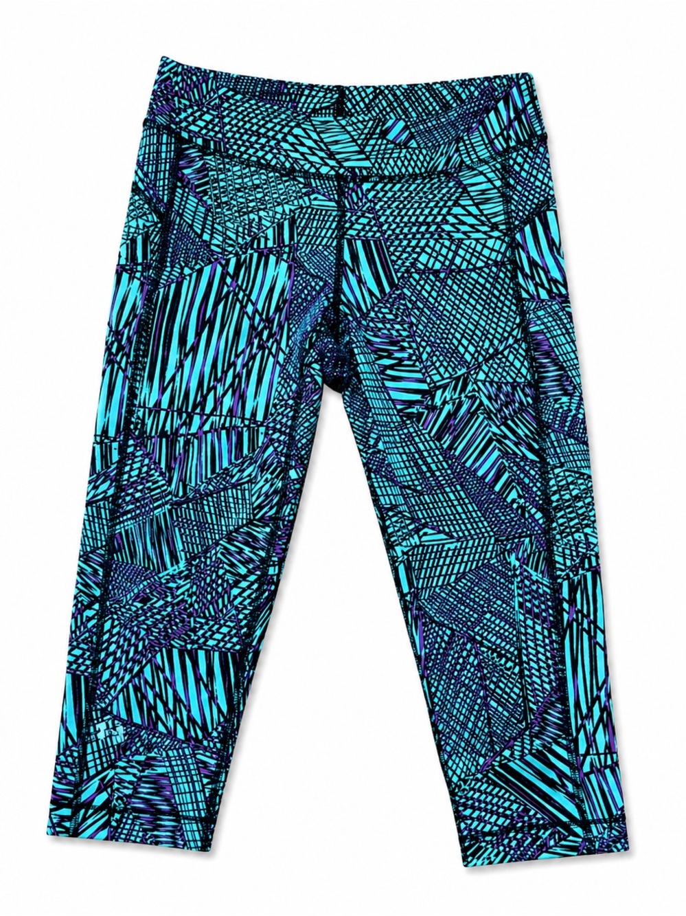 Under Armour turquoise geometric lines gym capris